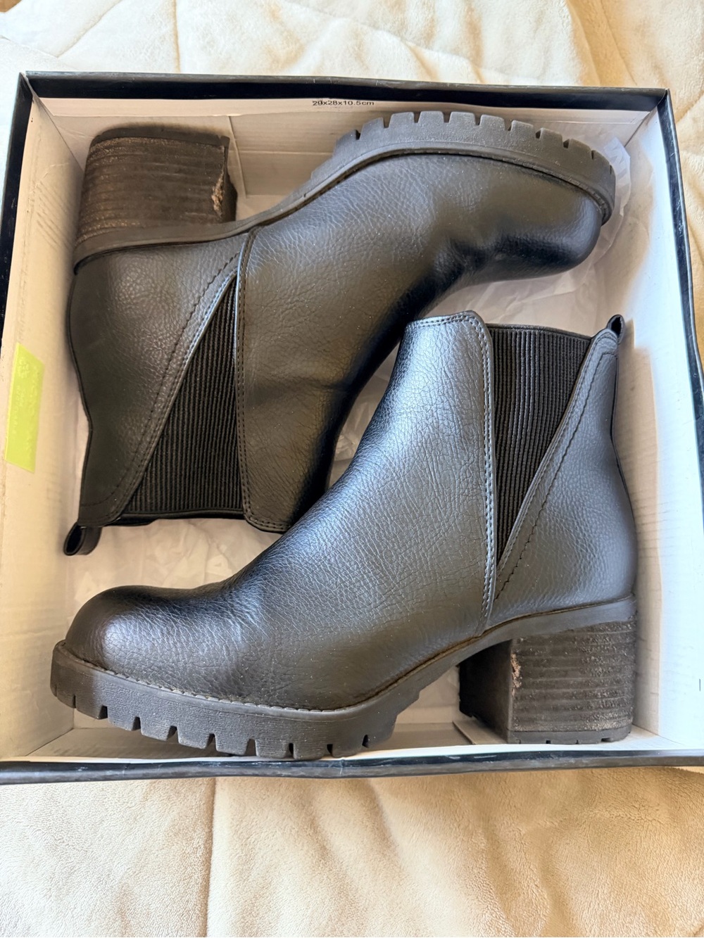 Francesca's Collections Black Chelsea Lug-Heel Ankle Booties